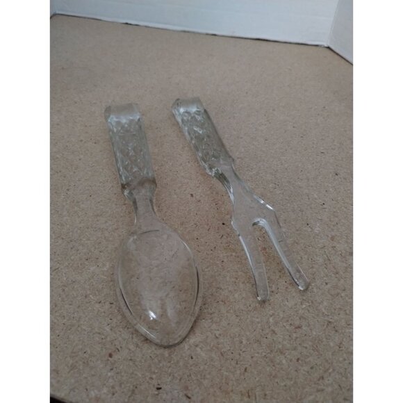 Anchor Hocking Wexford Glass Salad Fork and Spoon Set - Picture 4 of 4